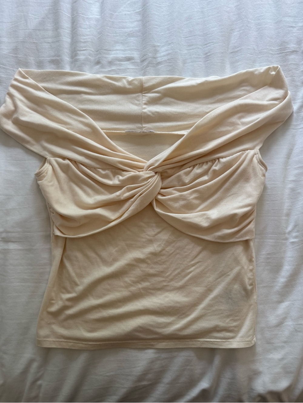Reformation Cream Off-Shoulder Twist-Front Camisole